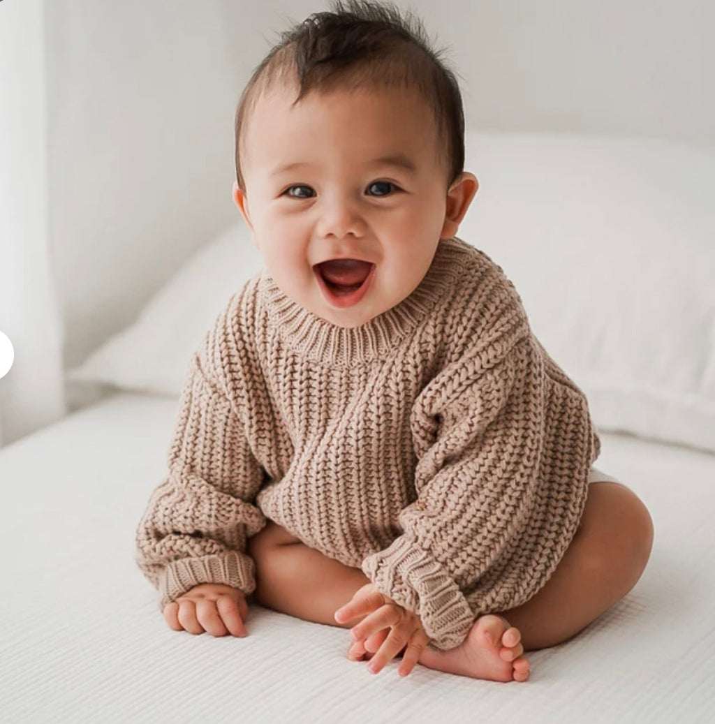 Taupe Baby Cardigan Set