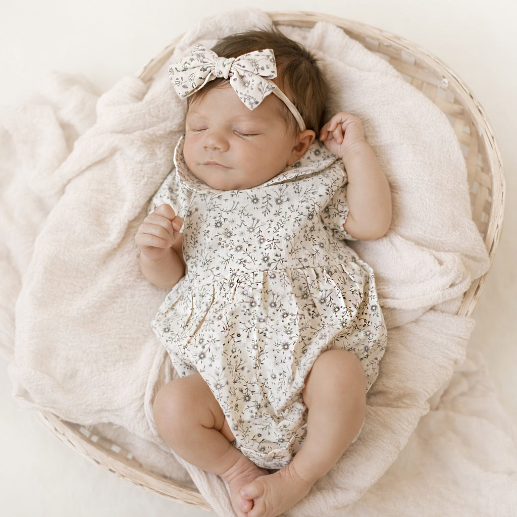 Allie Floral Romper with Bow