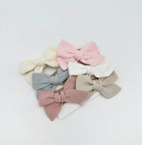 Baby matching bows on nylon | Linen Headband Bows