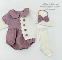 Allie Linen Bubble Romper 3pc Set | Lavender