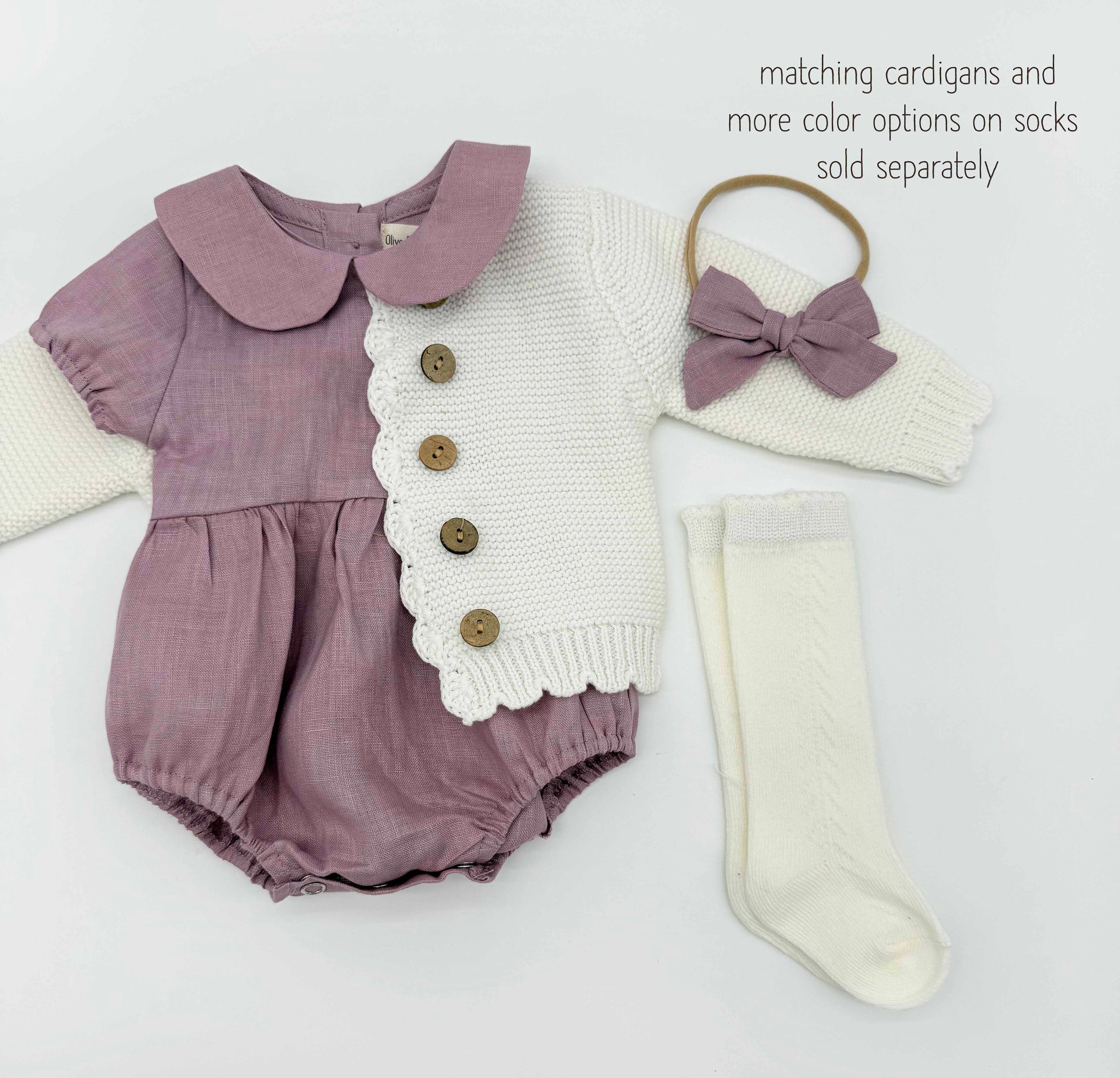 Allie Linen Bubble Romper 3pc Set | Lavender
