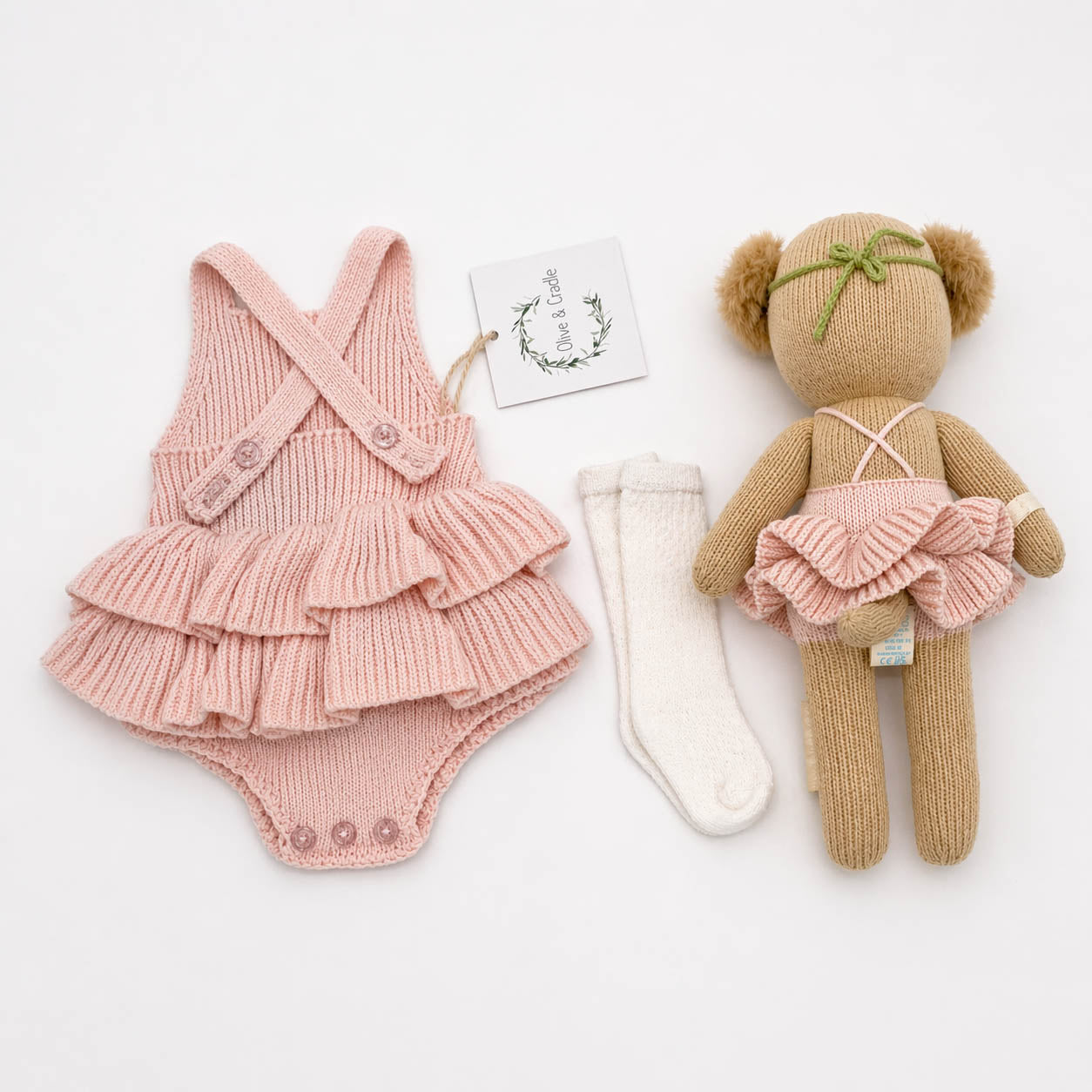 Baby Knit Romper Pink Cuddle Kind |  Evelyn Belarina 3pc set