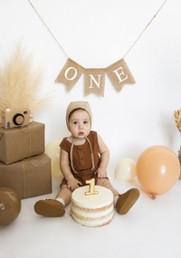 Tan Dotted Bonnet