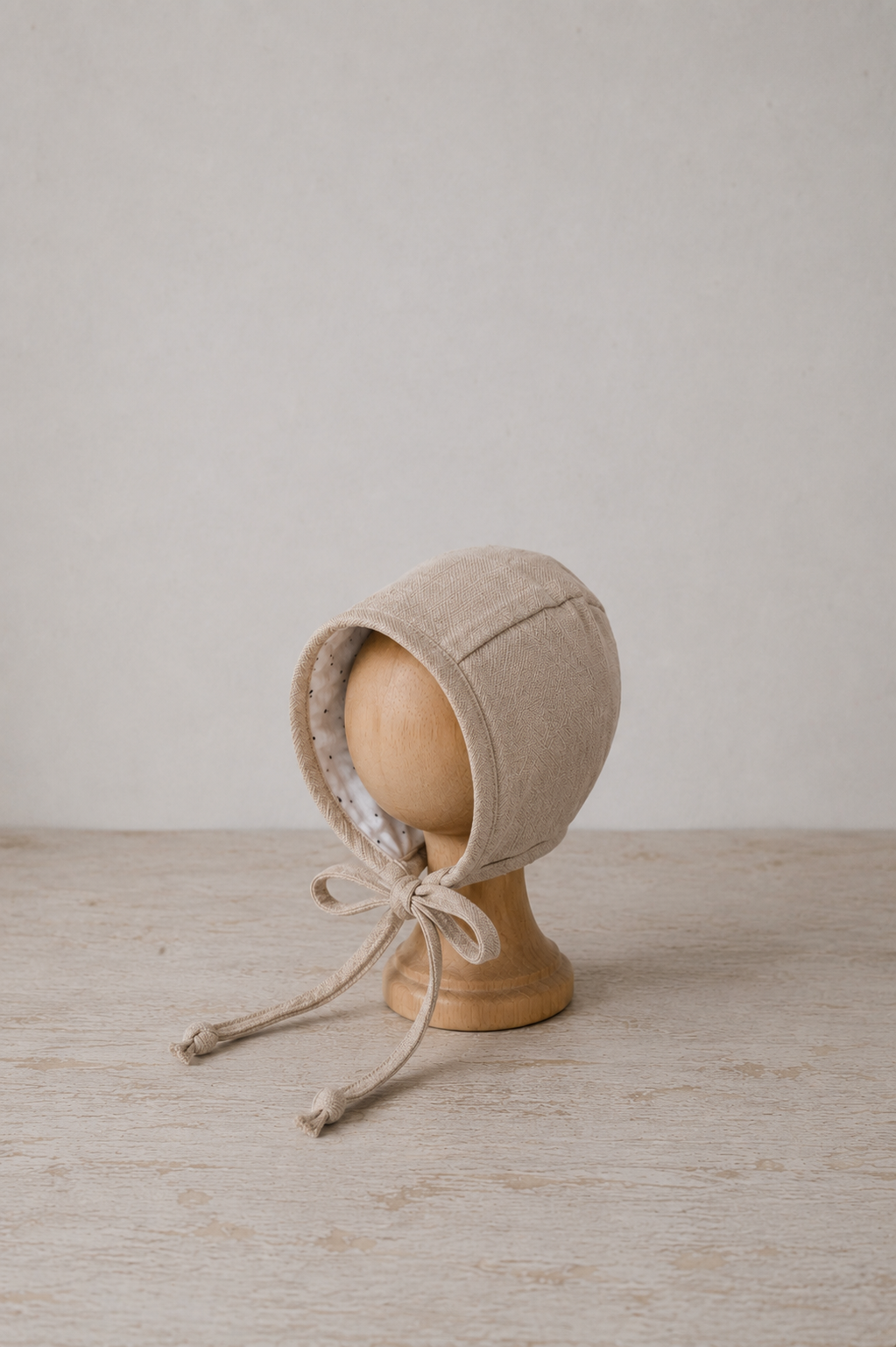 Tan Dotted Bonnet