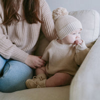 Cotton Knit Pom Beanie