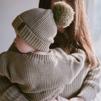 Cotton Knit Pom Beanie