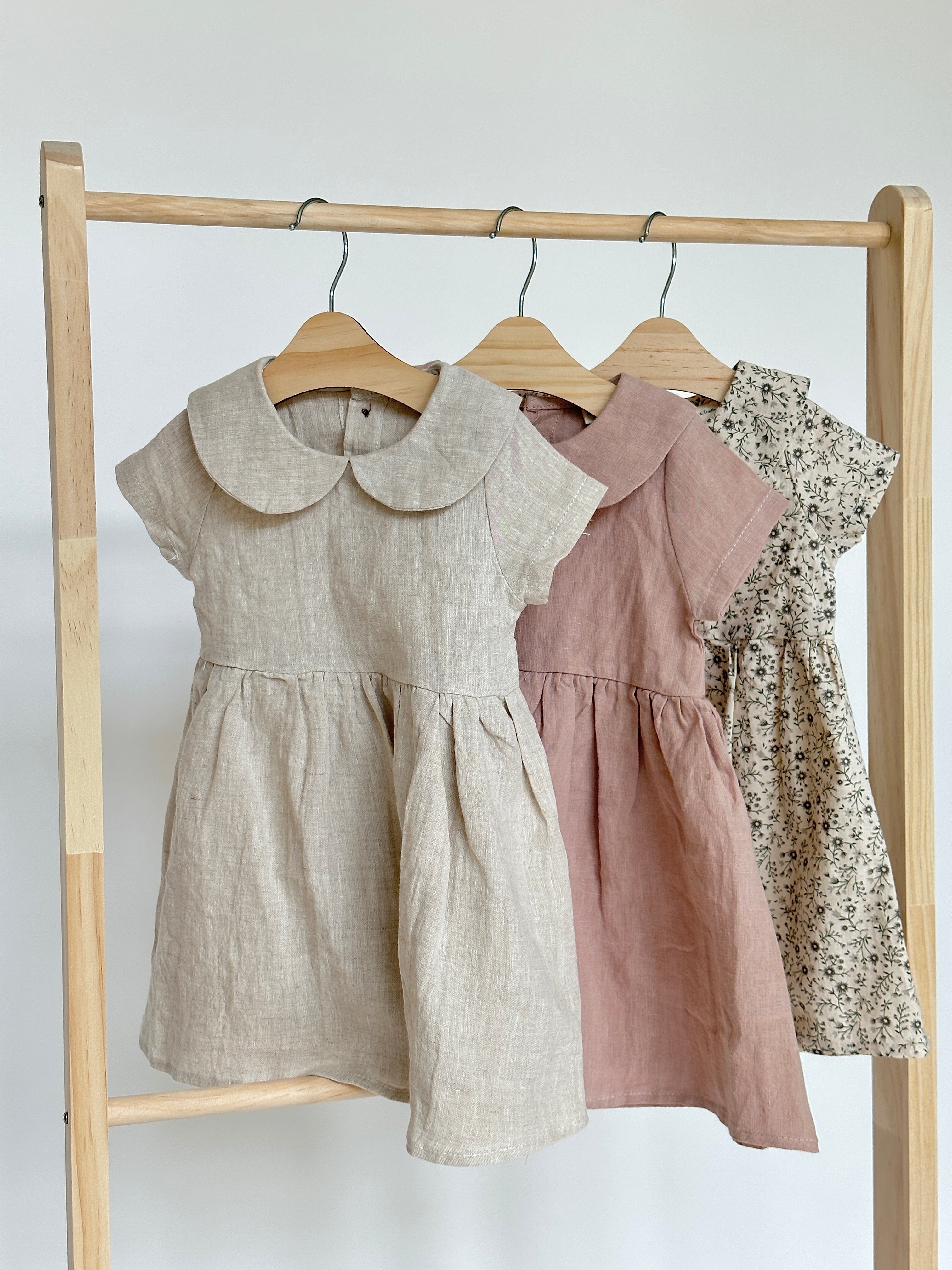 Peter Pan Collar Linen dress | Allie Dress with Bow – Olive