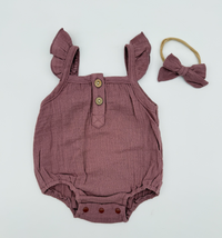 Muslin Bubble Romper + Bow | Isla
