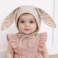 Floral Oat Linen Bunny Bonnet | EASTER Floral
