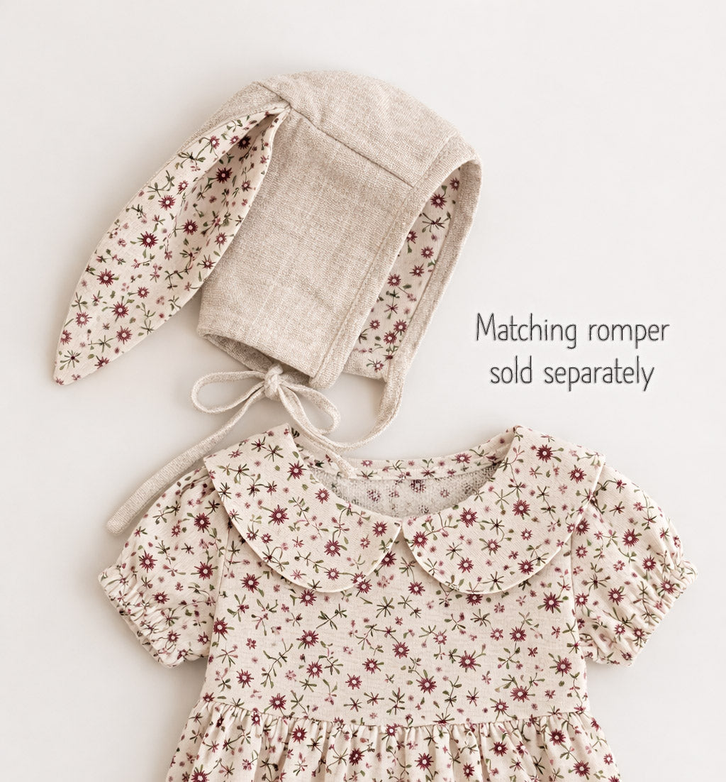Floral Oat Linen Bunny Bonnet | EASTER Floral