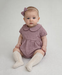 Allie Linen Bubble Romper 3pc Set | Lavender