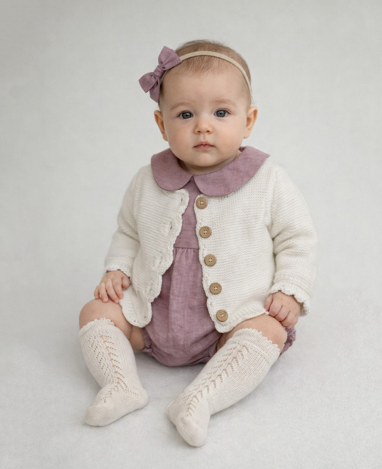 Allie Linen Bubble Romper 3pc Set | Lavender