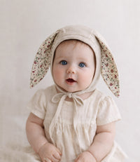 Floral Oat Linen Bunny Bonnet | EASTER Floral