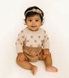 Lottie Dot Knit Romper – Apricot Sunset