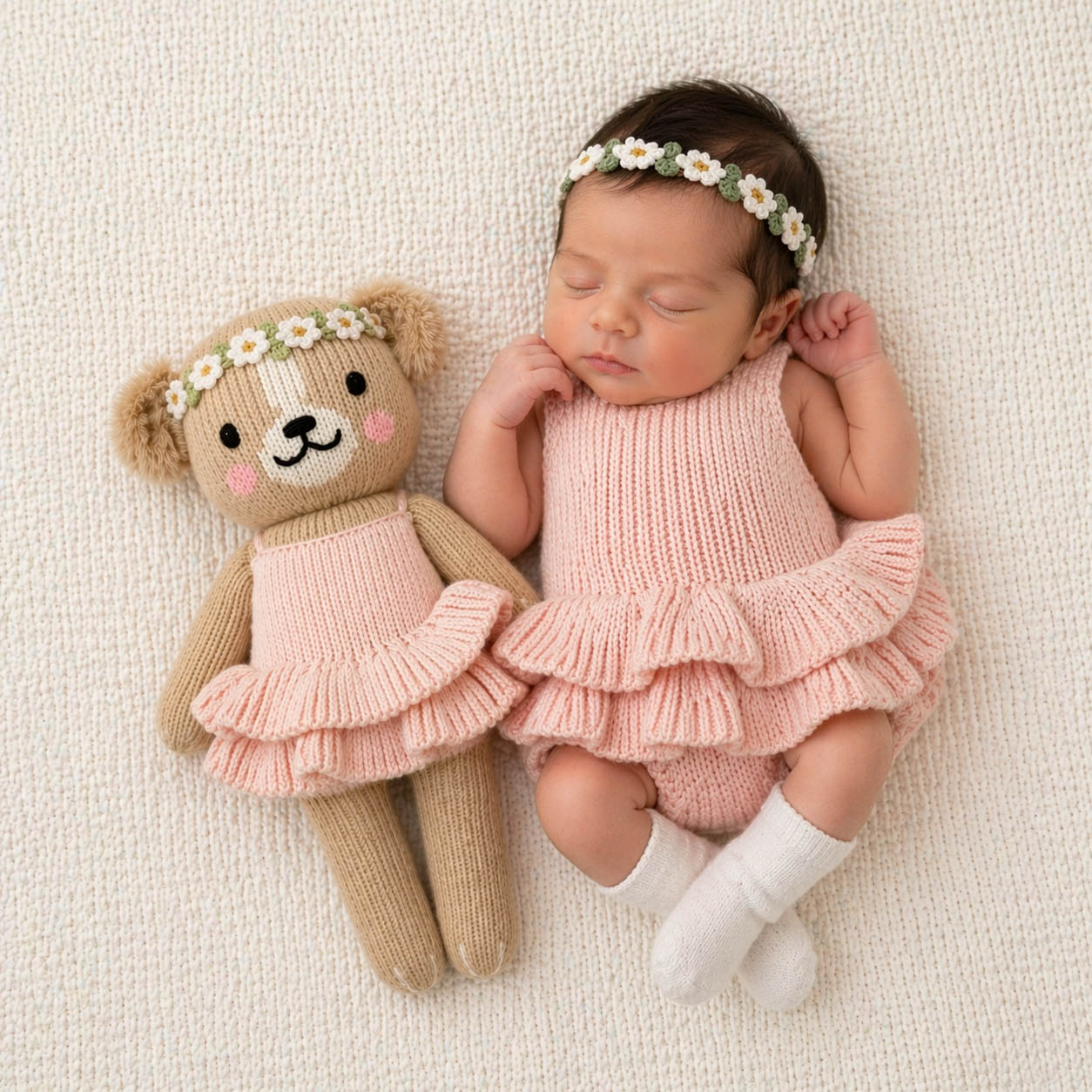 Baby Knit Romper Pink Cuddle Kind |  Evelyn Belarina 3pc set