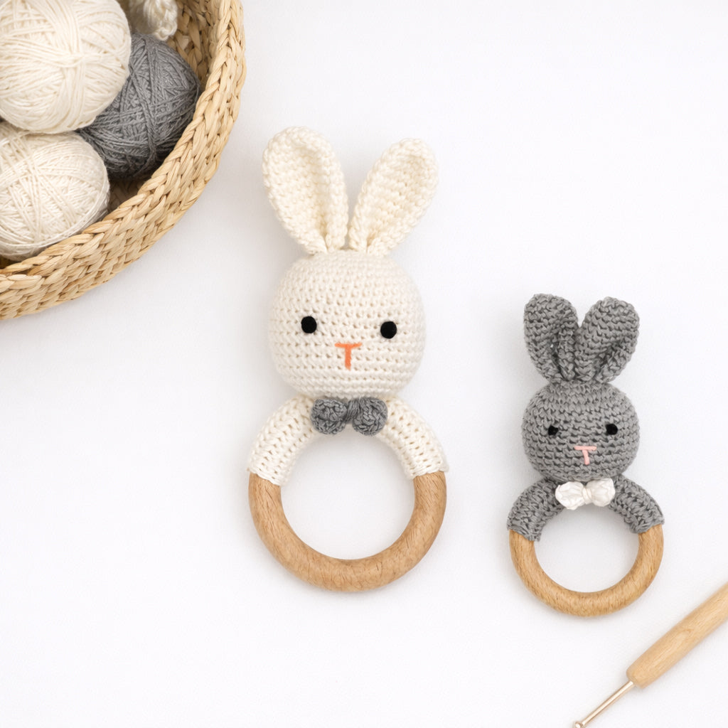 Crochet Bunny Rattle Teether