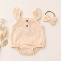 Muslin Bubble Romper + Bow | Isla