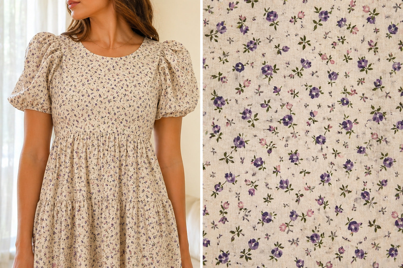 Cottagecore Floral Dress Mama and daughter sizes | Puff sleeve with Back Bow