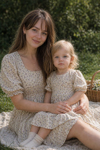 Cottagecore Floral Dress Mama and daughter sizes | Puff sleeve with Back Bow