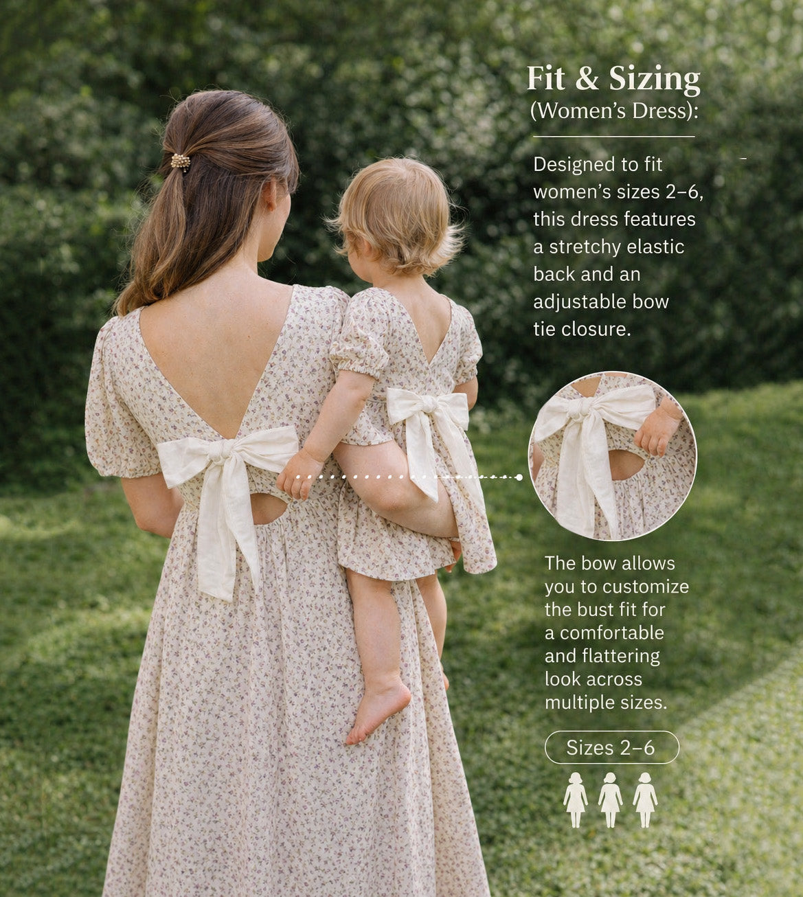 Cottagecore Floral Dress Mama and daughter sizes | Puff sleeve with Back Bow