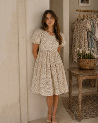Cottagecore Floral Dress Mama and daughter sizes | Puff sleeve with Back Bow