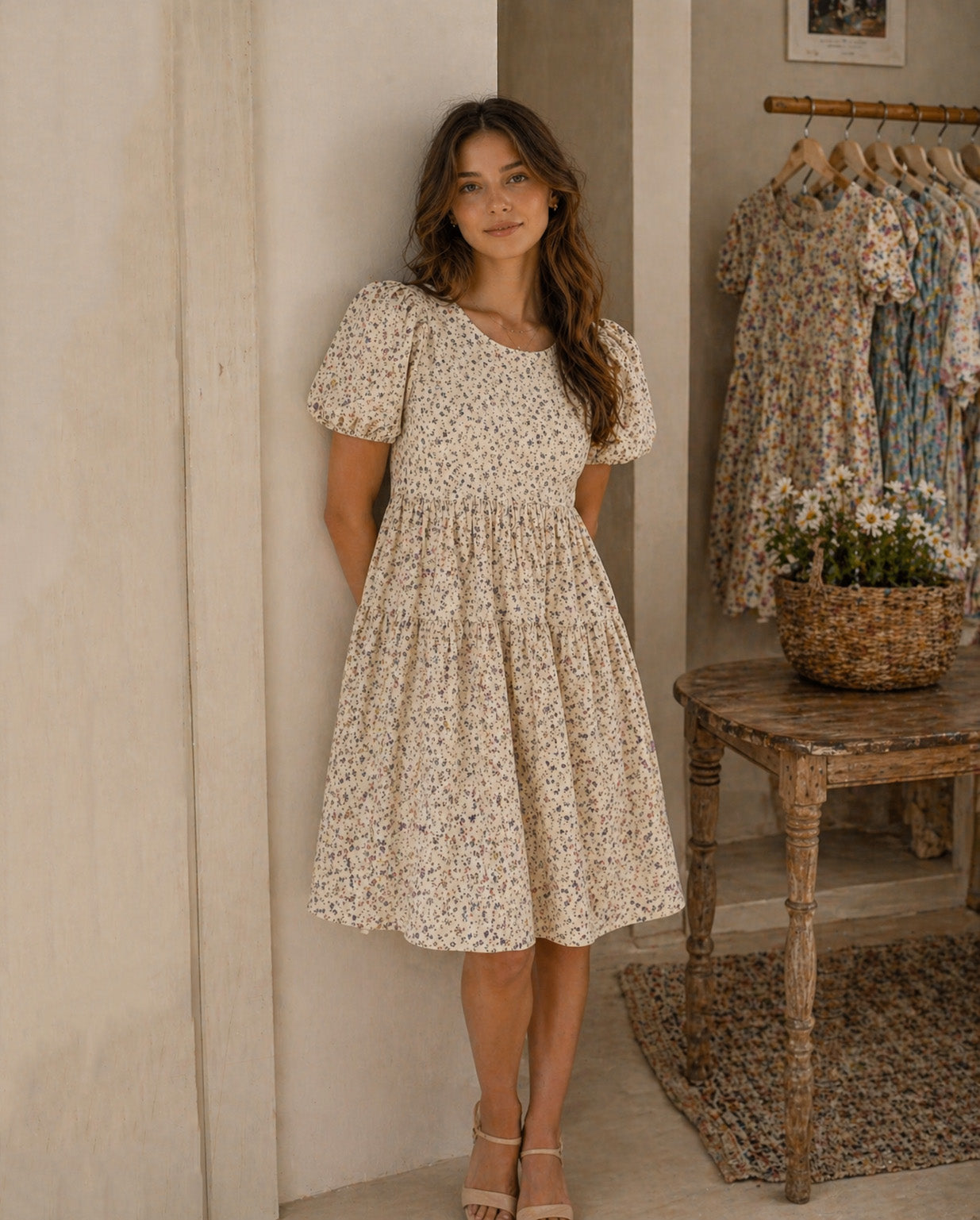 Cottagecore Floral Dress Mama and daughter sizes | Puff sleeve with Back Bow