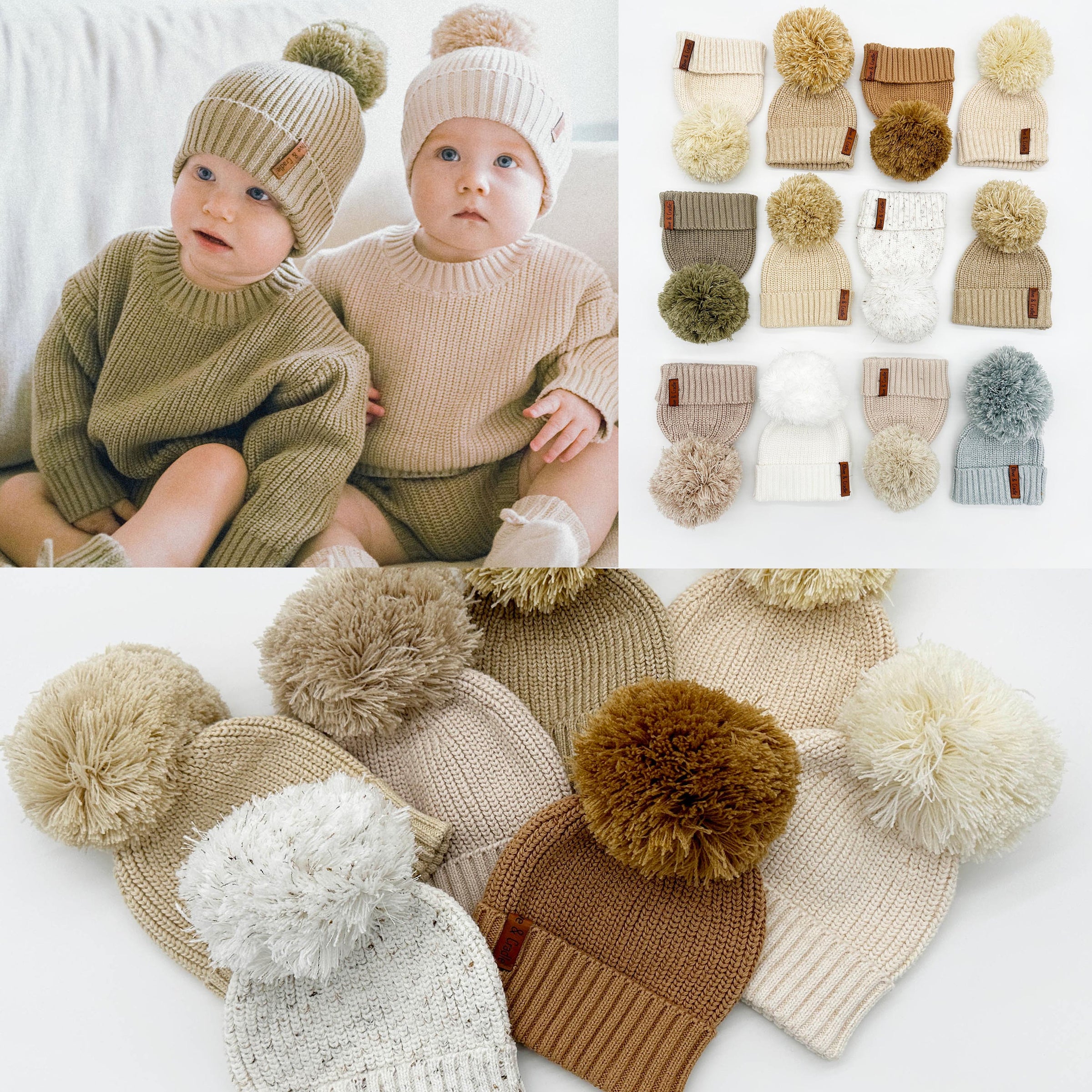 Cotton Knit Pom Beanie