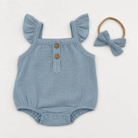 Muslin Bubble Romper + Bow | Isla