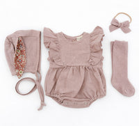 Gabriella Sleeveless Linen Romper 4pc Set | Discontinued* DUSTY pink