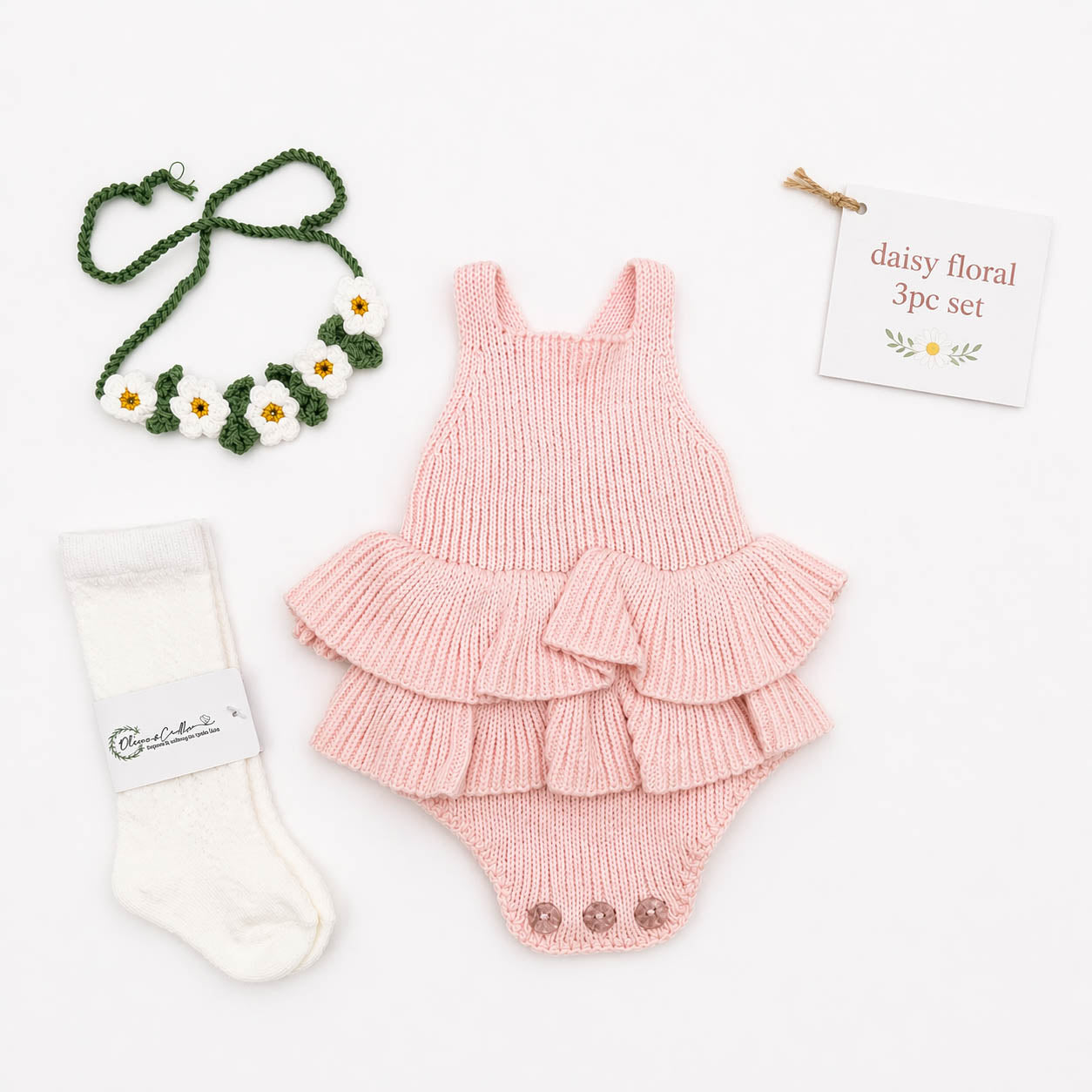 Baby Knit Romper Pink Cuddle Kind |  Evelyn Belarina 3pc set