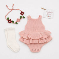 Baby Knit Romper Pink Cuddle Kind |  Evelyn Belarina 3pc set