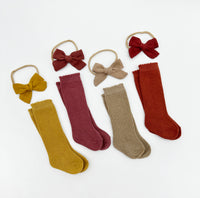 Baby matching bows on nylon | Linen Headband Bows