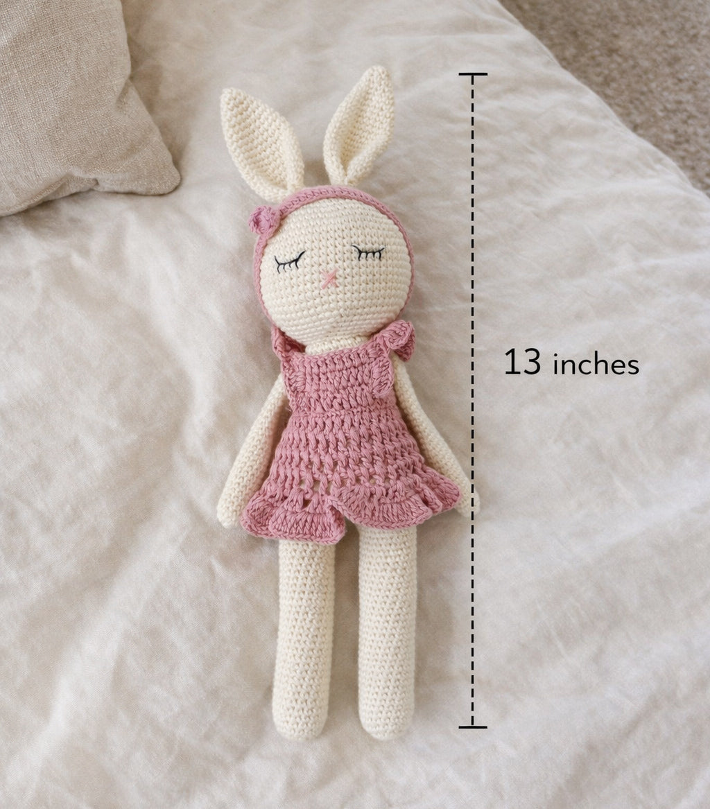 Sleepy Crochet Bunny Doll Standing Ears