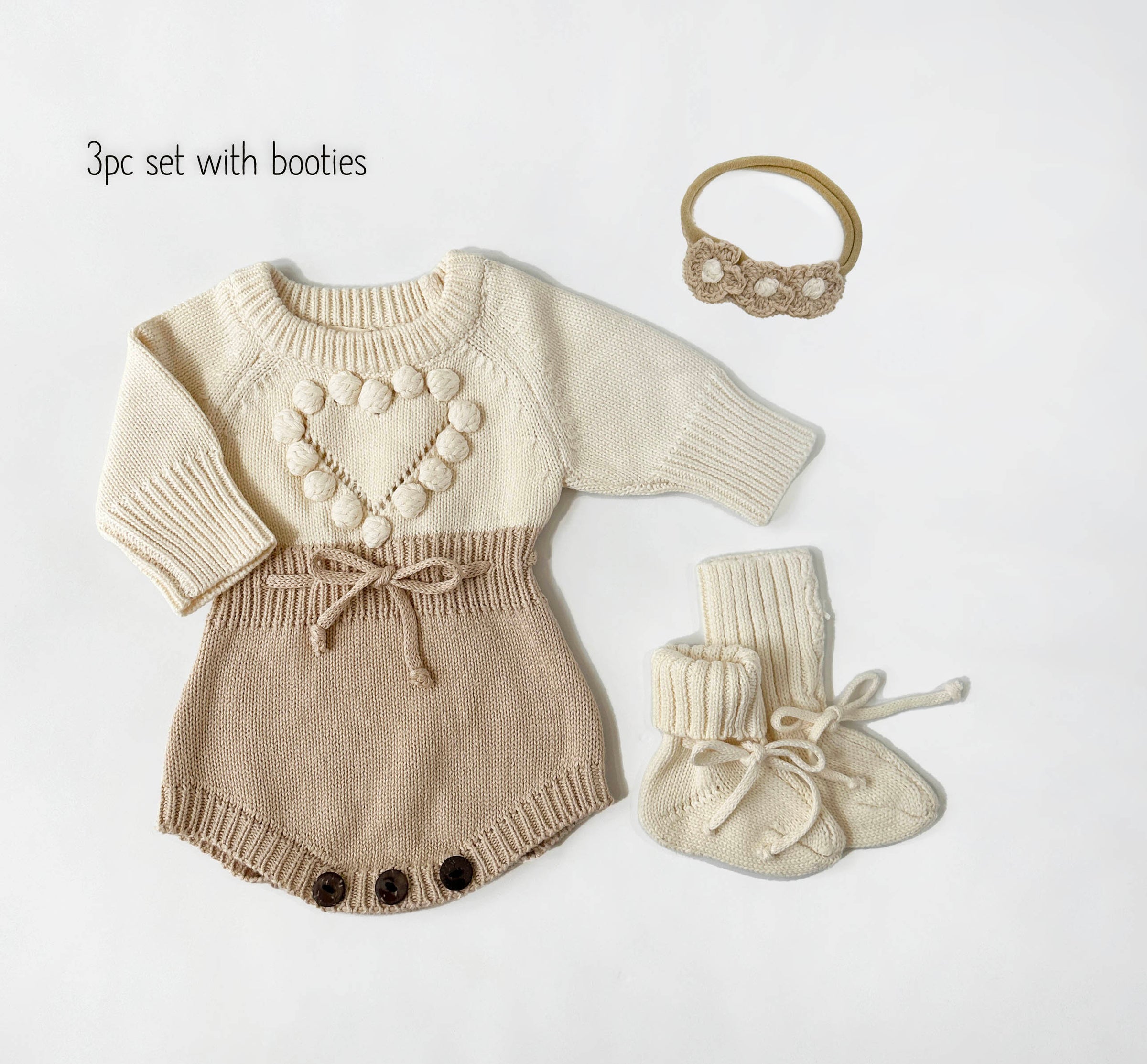 Cream Heart Romper Set