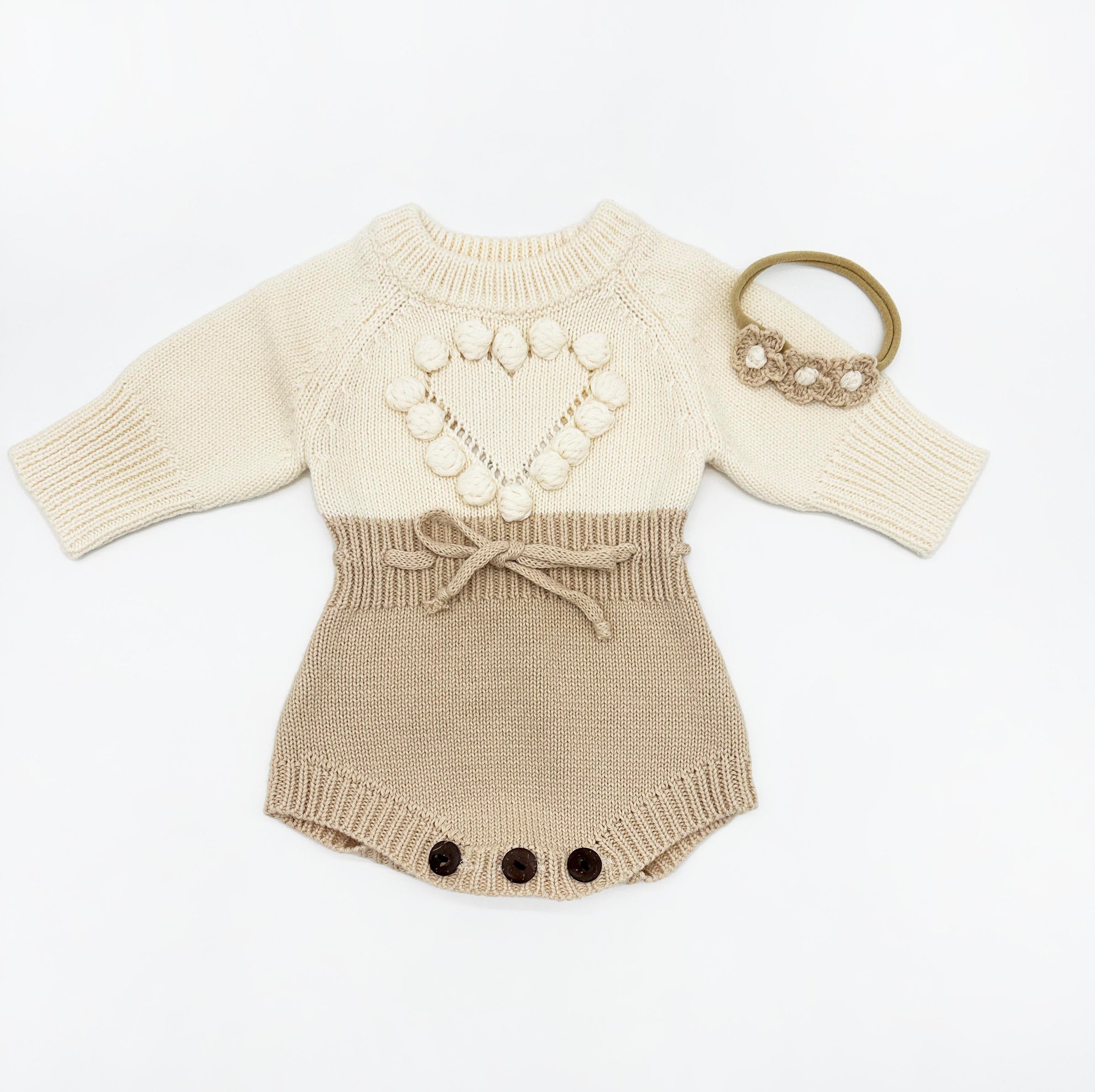 Cream Heart Romper Set