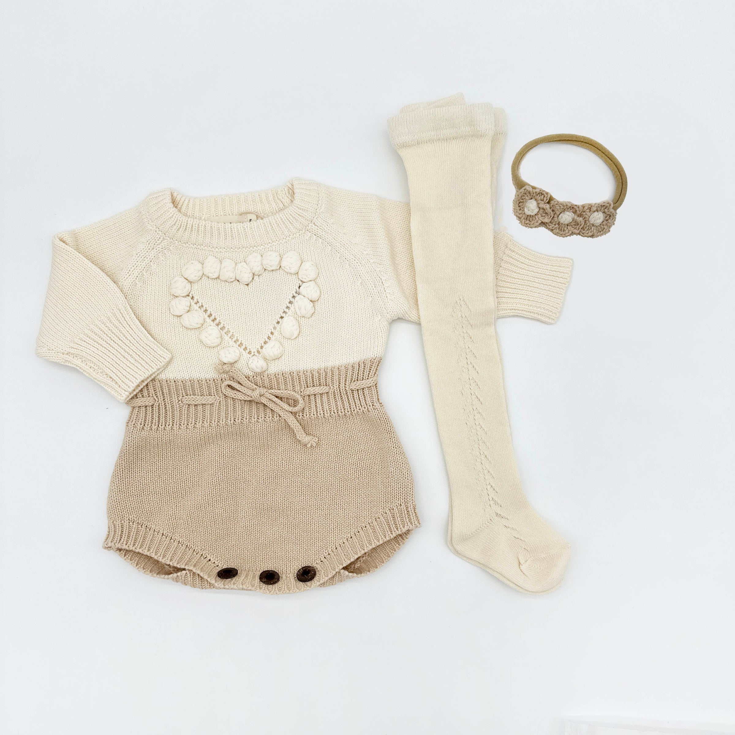 Cream Heart Romper Set