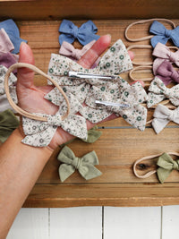 Baby matching bows on nylon | Linen Headband Bows