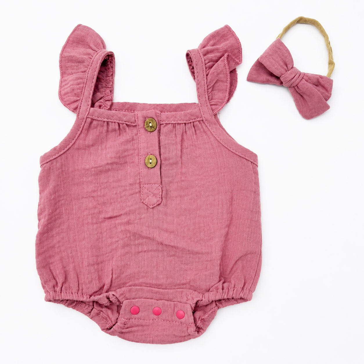 Muslin Bubble Romper + Bow | Isla