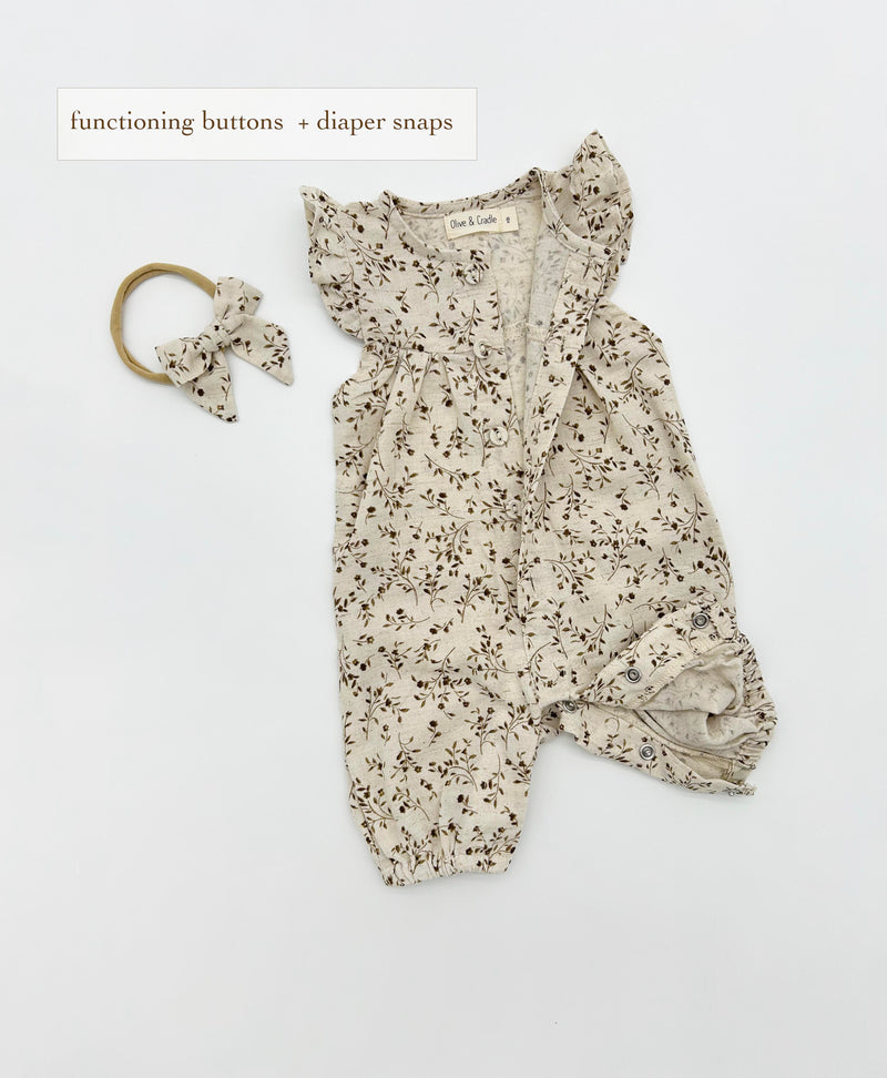 Wheat Floral Jennifer + Bow