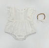 Julia White Bubble Romper with bow and socks | 3pc set