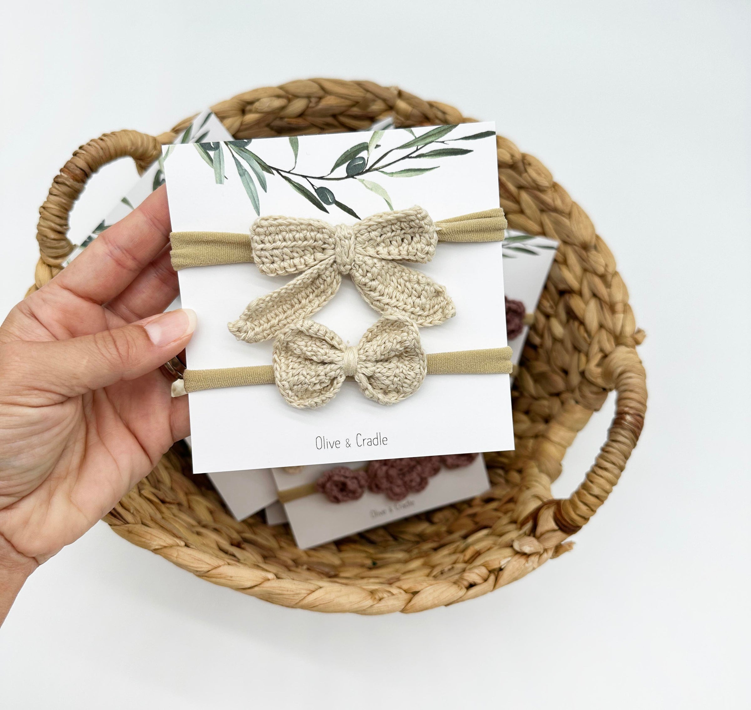 Crochet Hair Bow Tie Baby Headband 2pc set