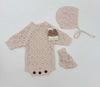 Leaf Lace Knit Baby Romper Set | LACY light cream