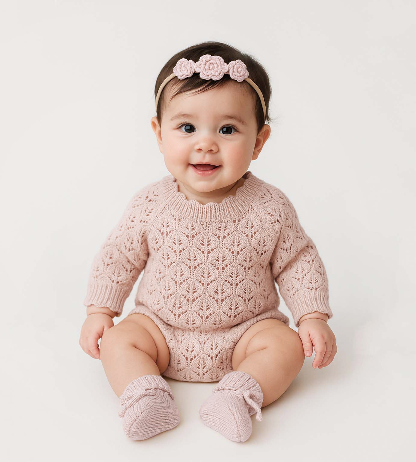 Cotton Lace Romper | Lacy Apricot Pink