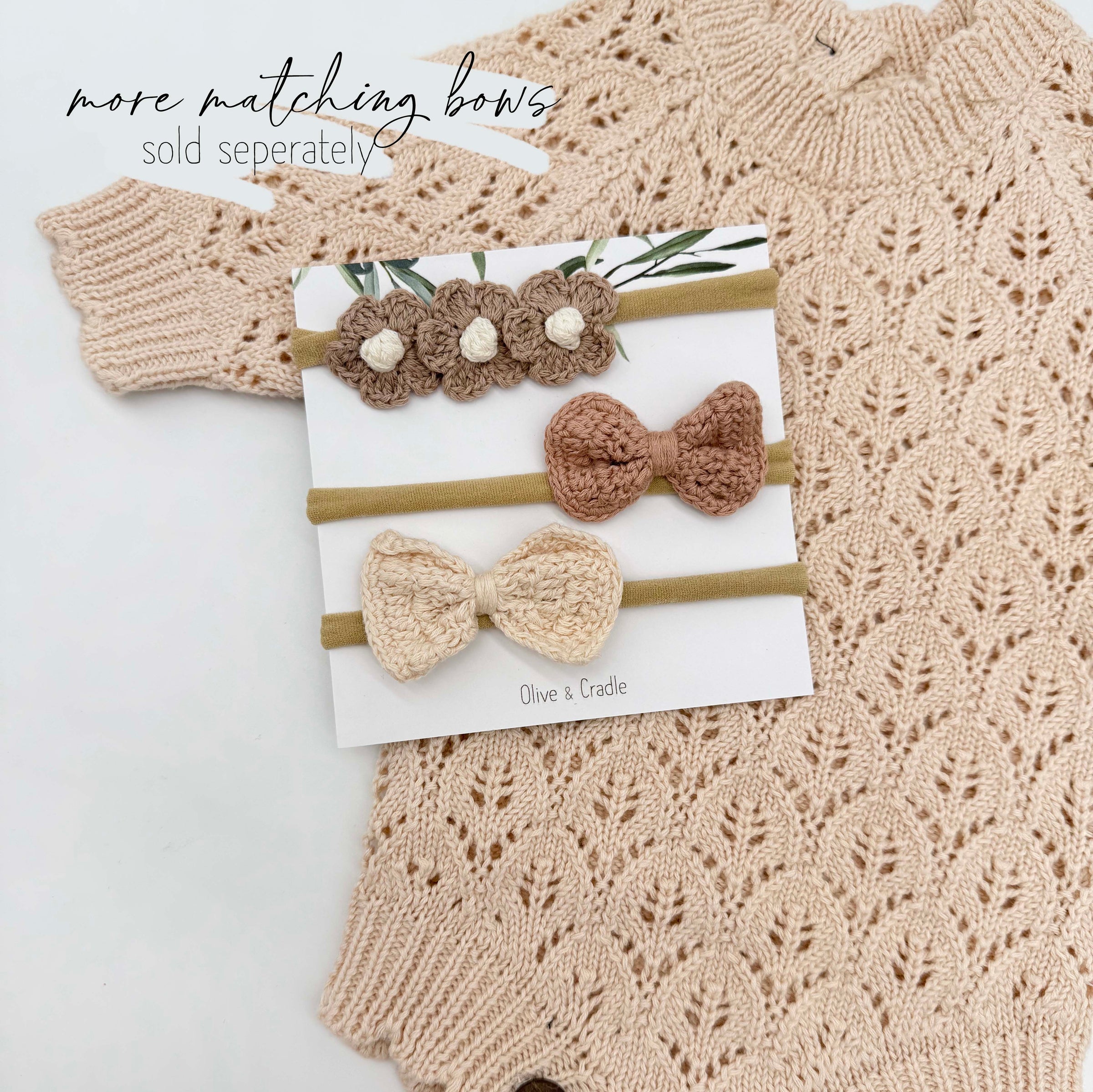 Leaf Lace Knit Baby Romper Set | LACY Apricot pink