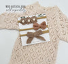 Leaf Lace Knit Baby Romper Set | LACY light cream