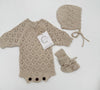 Leaf Lace Knit Baby Romper Set | LACY Vintage white