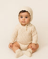Leaf Lace Knit Baby Romper Set | LACY light cream