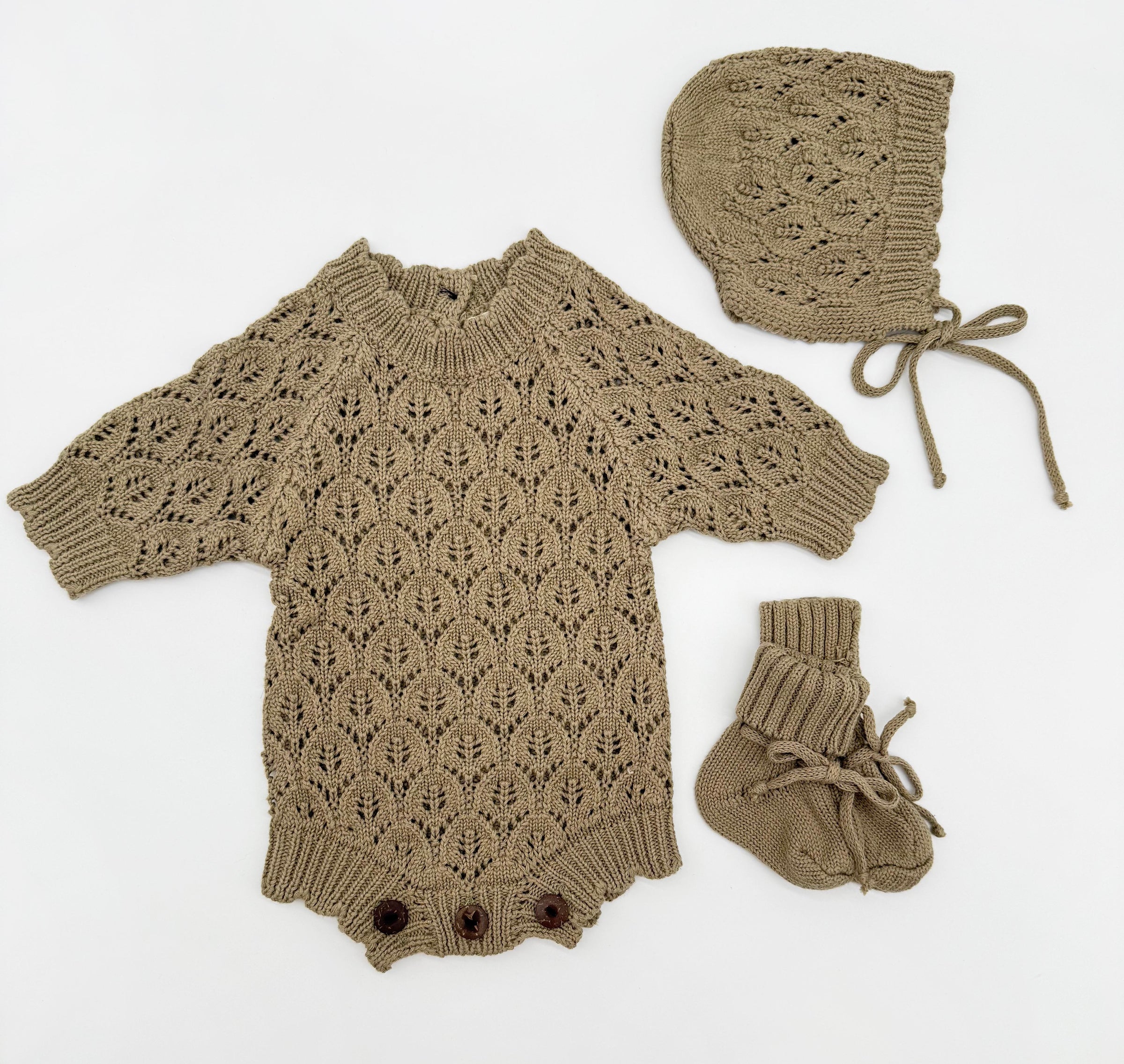 Leaf Lace Knit Baby Romper Set | LACY willow