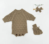 Leaf Lace Knit Baby Romper Set | LACY willow
