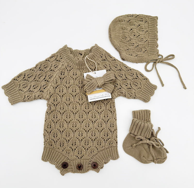 Leaf Lace Knit Baby Romper Set | LACY willow